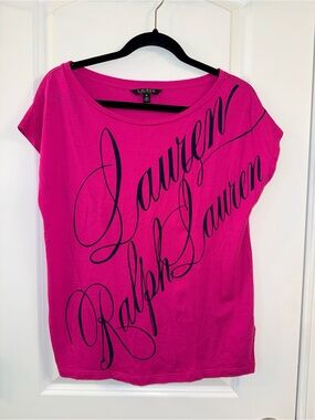 Lauren Ralph Lauren Pink Script Logo Women's Tee (m)